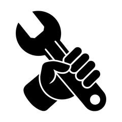 hand with wrench vector icon silhouette