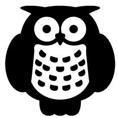 Black and white owl illustration, vector graphic design element
