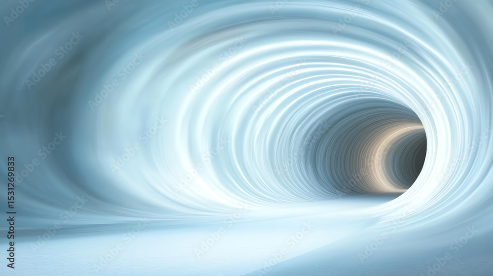 Poster A mesmerizing tunnel of light and motion, evoking a sense of wonder and exploration in a surreal environment.