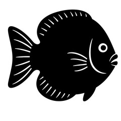Black and White Fish Illustration, Vector Design Element