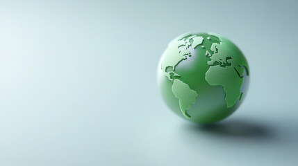 Fototapeta premium A minimalistic green globe showcasing Earth's continents, symbolizing sustainability and global awareness in modern design.