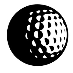 Black and white golf ball vector illustration, sport icon
