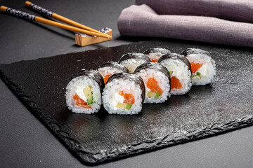 Savory sushi rolls full of fresh ingredients await your enjoyment, highlighting culinary art