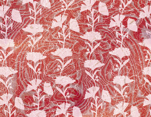 Red Marble Texture with Pink Floral Pattern