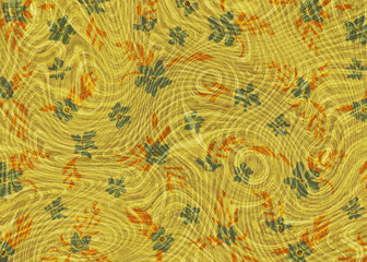 Abstract Swirling Floral Pattern, Yellow Gold Tones