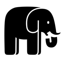 Black silhouette of an elephant, simple vector illustration