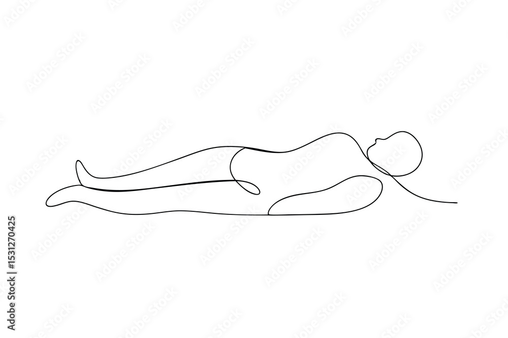Poster continuous line drawing of person relaxing lying down