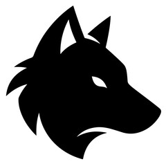 Black Wolf Head Silhouette, Vector Illustration