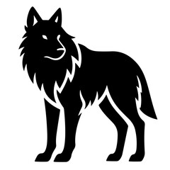 Black Wolf Silhouette, Vector Illustration, Majestic Animal Design Element