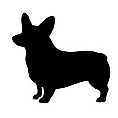 Black Silhouette of a Welsh Corgi Dog, Vector Illustration