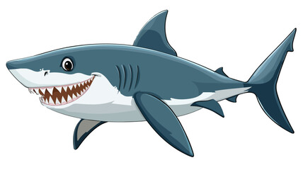Fototapeta premium Cute Cartoon Shark Vector Illustration for Kids Book, T-Shirt Design, and Branding