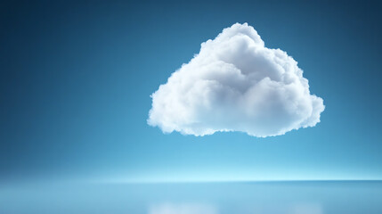 A single fluffy cloud floating against a bright blue sky, symbolizing peace and tranquility in nature.