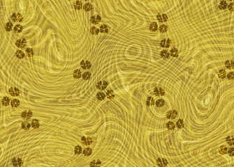 Golden Floral Pattern on Swirling Wood Texture