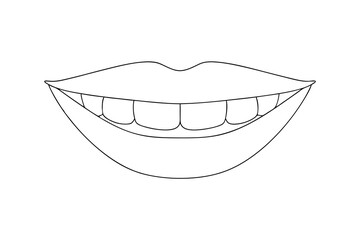 Obraz premium Smiling mouth line drawing happy teeth illustration