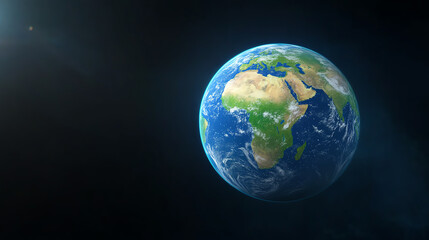 Fototapeta premium A stunning view of Earth from space, showcasing the planet's vibrant colors and atmospheric details, highlighting its beauty and fragility.