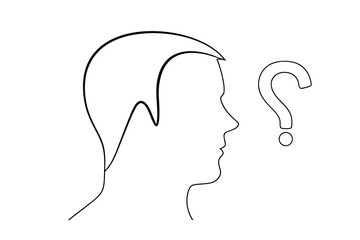 Simple line drawing of a person with a question mark