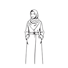 Stylish muslim woman in long coat and hijab
