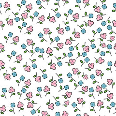 coquette seamless flowers pattern. Delicate petals and vibrant blossoms create an artistic and vintage botanical illustration. Perfect for wallpaper, fabric, wrapping paper and more.