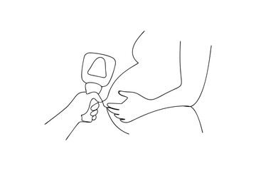 Continuous line drawing pregnant woman ultrasound scan