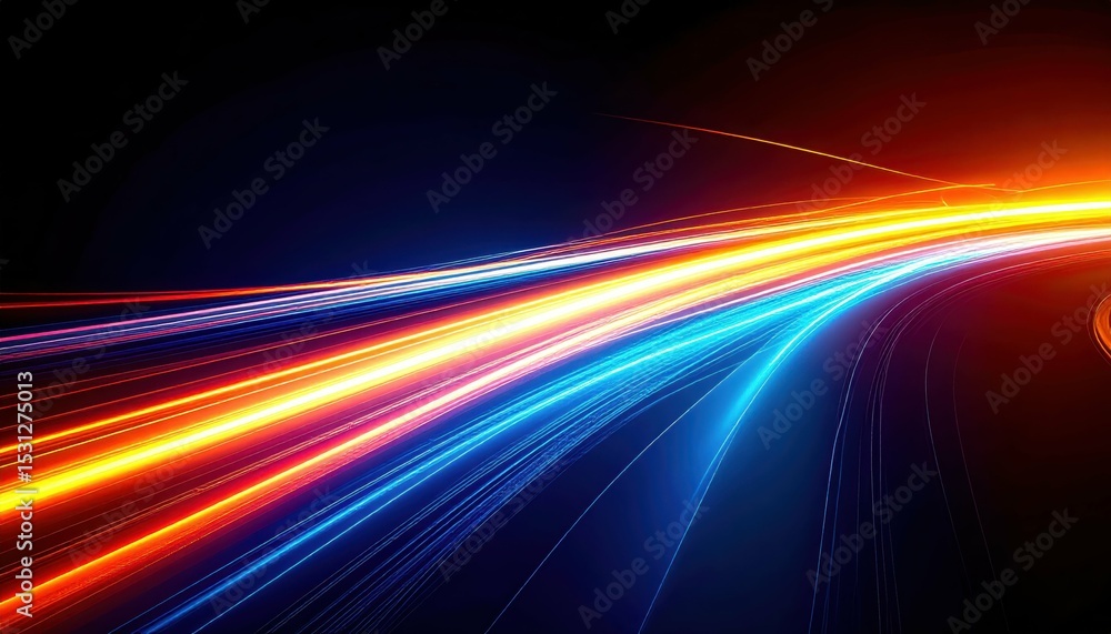 Poster dynamic pathway of glowing energy pulses in abstract composition