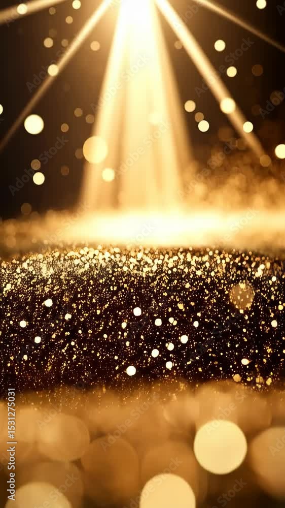 Aufkleber abstract shimmering golden particles covering surface illuminated by bright rays of light emanating 
