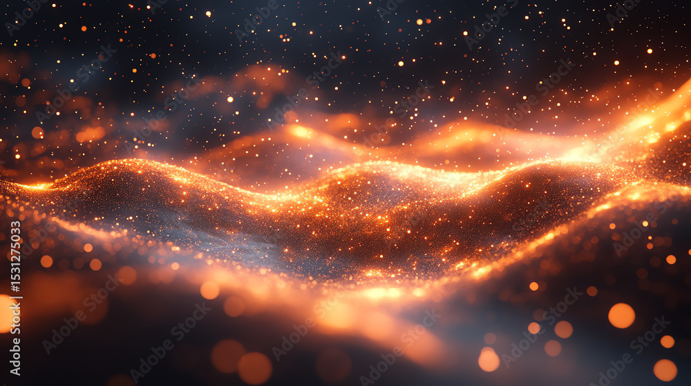 Poster Abstract glowing waves of light create a mesmerizing visual experience, perfect for backgrounds and digital designs.