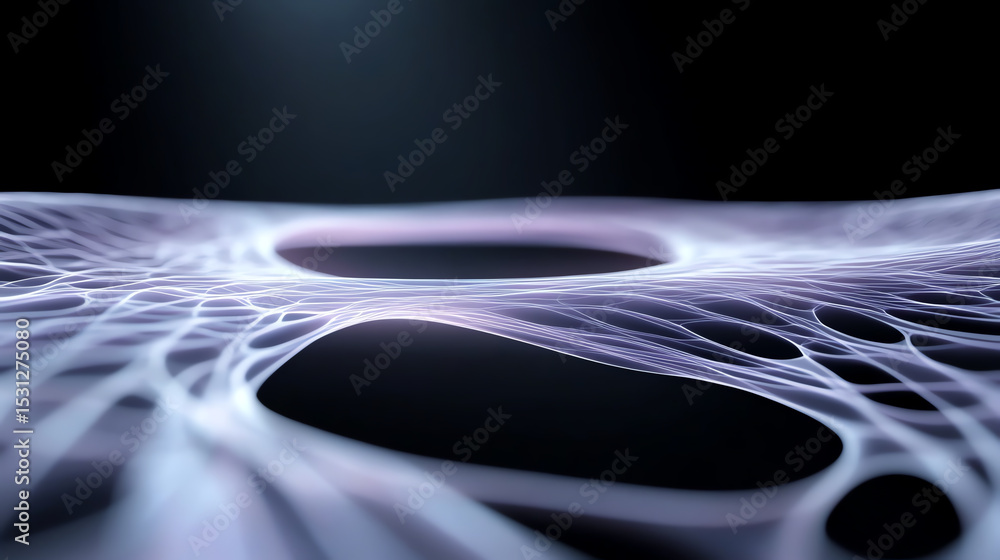 Poster Abstract representation of a network structure, showcasing intricate lines and shapes on a dark background.