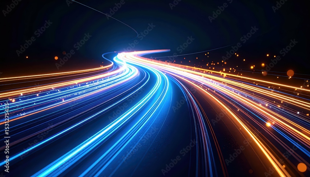 Aufkleber dynamic pathway of glowing light trails in ethereal setting