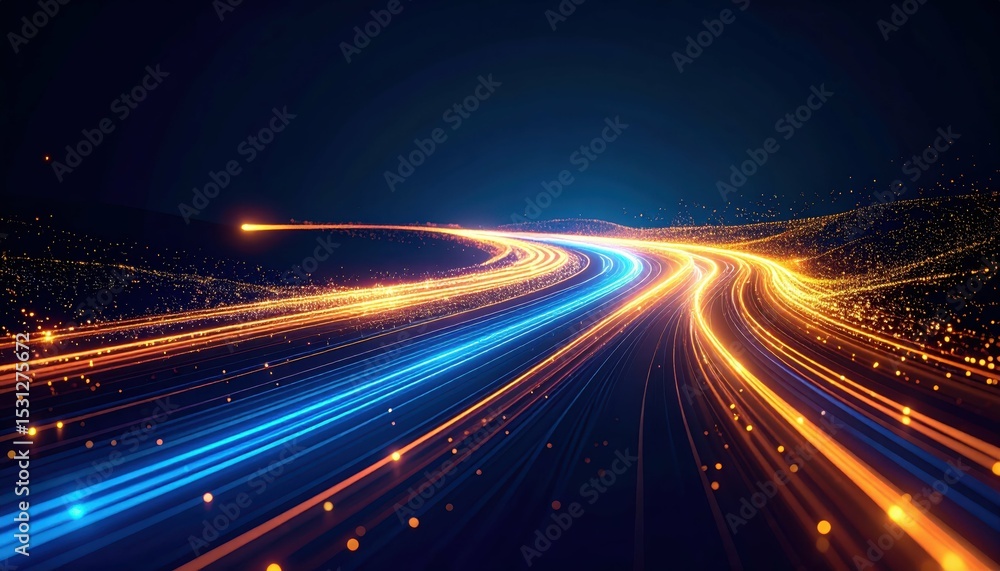Poster ethereal flow of glowing particles like a dynamic river