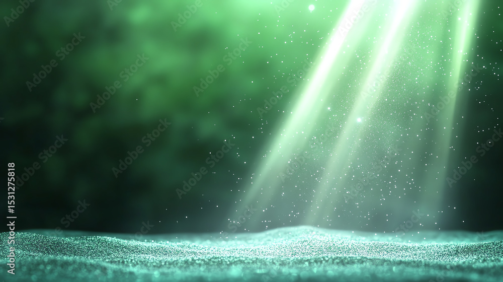Poster capture the serene beauty of underwater light filtering through green water, creating mesmerizing pa