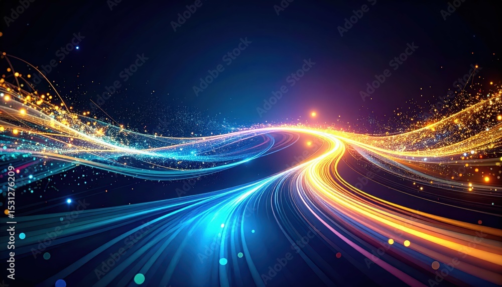 Poster ethereal pathway of glowing particles flowing like a dynamic river