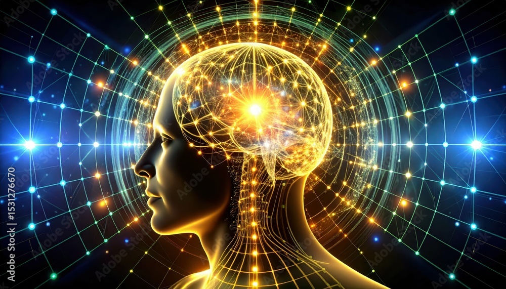 Aufkleber abstract visualization of interconnected thoughts as glowing web