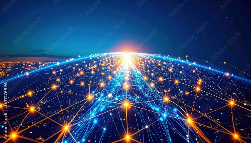 Poster interconnected pathways of thoughts visualized as a glowing web