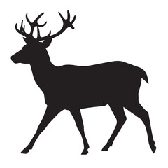 Fototapeta premium Black silhouette of a walking deer with antlers