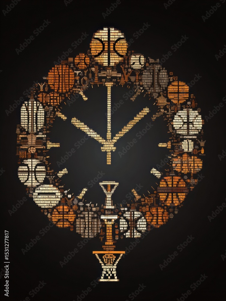 Poster stylized clock face featuring basketball elements showcasing a unique design in a creative and artis