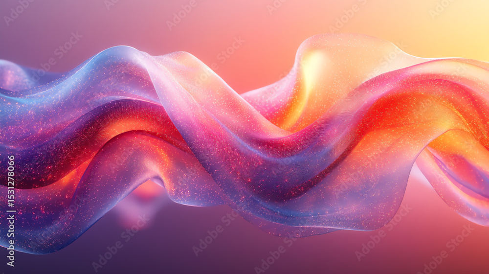 Poster Vibrant abstract waves of color merge in a dynamic composition, evoking a sense of movement and energy in the digital space.
