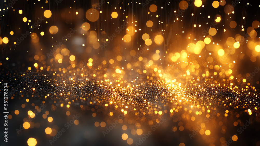 Poster vibrant golden bokeh lights create a mesmerizing effect, perfect for backgrounds and festive designs