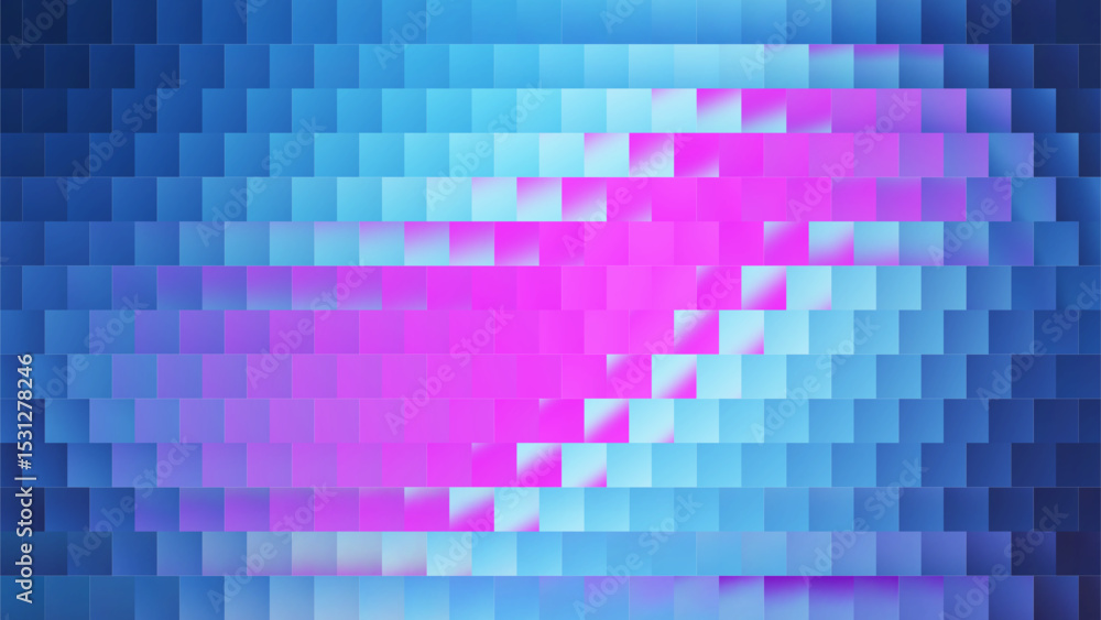 Aufkleber ribbed fractal neon glass background with gradient color and abstract blur. blue texture and pink au
