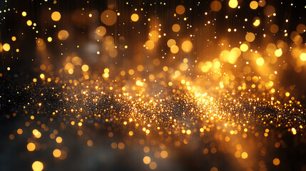 Vibrant golden bokeh lights create a mesmerizing effect, perfect for backgrounds and festive designs.