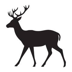 Fototapeta premium Black silhouette of a walking deer with antlers