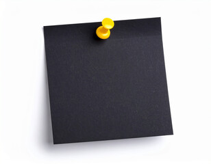 Black sticky post it note with yellow pushpin