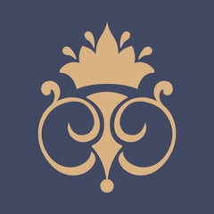 Vector damask stencil element. Floral baroque ornament pattern design. Vintage victorian arabesque motif.