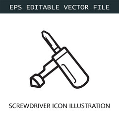 Screwdriver Icon Logo Vector Image in Black and White
