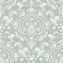 Damask modern seamless pattern element. Vintage classical old fashioned damask ornament, seamless texture for wallpapers, textile.