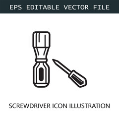 Screwdriver Icon Logo Vector Image in Black and White

