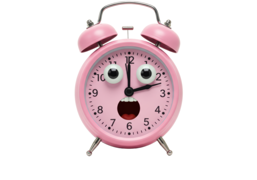 Isolated Cartoon Alarm Clock with Funny Face
