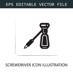 Screwdriver Icon Logo Vector Image in Black and White
