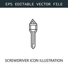 Screwdriver Icon Logo Vector Image in Black and White
