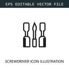 Fototapeta premium Screwdriver Icon Logo Vector Image in Black and White 