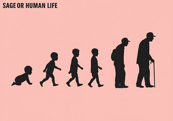 Silhouettes show the stages of human life from baby to elderly man